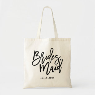Bridesmaid Lettering Black Script Tygkasse