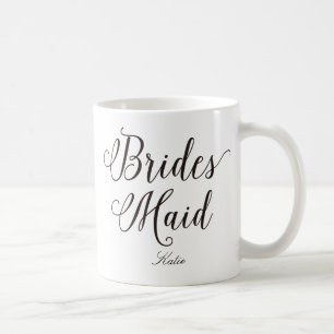 Bridesmaid Lettering Bröllop Personlig Kaffemugg