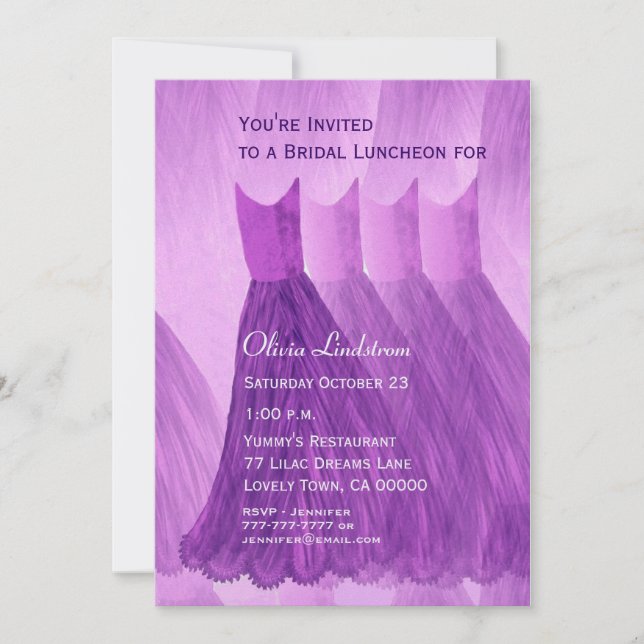 Bridesmaid Luncheon eller Brunch Lila Dacks Inbjudningar (Framsida)