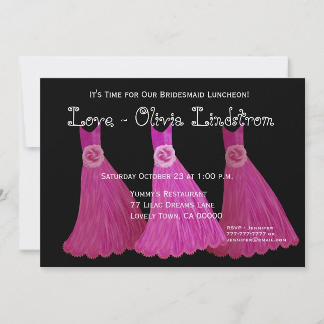 Bridesmaid Luncheon eller Brunch Rosa Dacks Inbjudningar (Framsida)