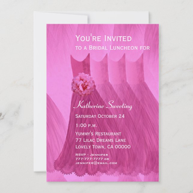 Bridesmaid Luncheon eller Brunch Rosa Dacks V07 Inbjudningar (Framsida)
