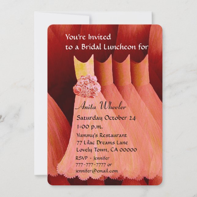 Bridesmaid Luncheon eller Brunch Salmon Dacks V01F Inbjudningar (Framsida)