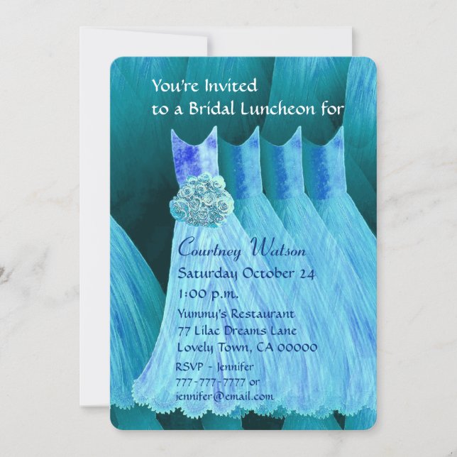 Bridesmaid Luncheon eller Brunch Turquoise Blue V0 Inbjudningar (Framsida)