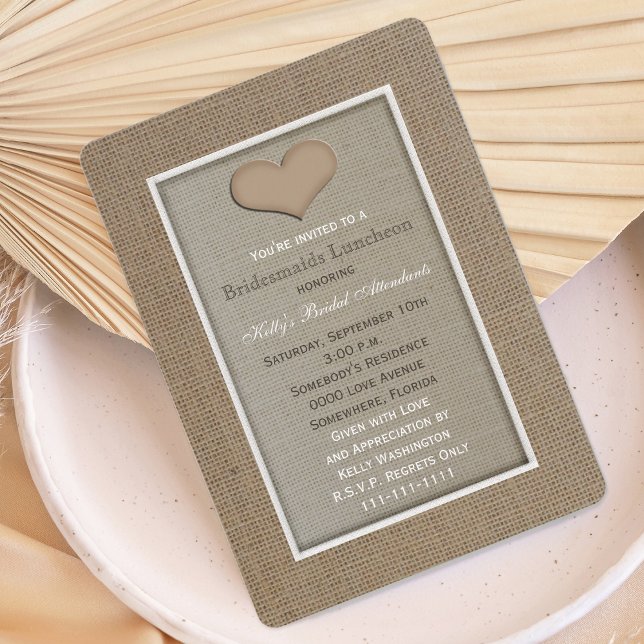 Bridesmaid Luncheon-inbjudan - Burlap-utseende Inbjudningar (Skapare uppladdad)