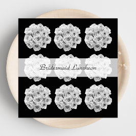 Bridesmaid Luncheon-inbjudan - Vit ros Inbjudningar