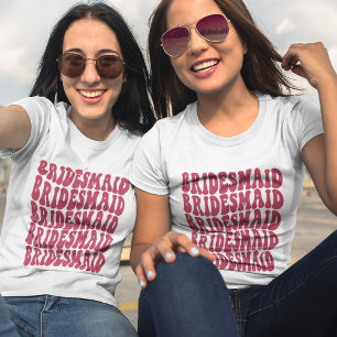 Bridesmaid Magenta Anpassningsbar Matching Brudens T Shirt