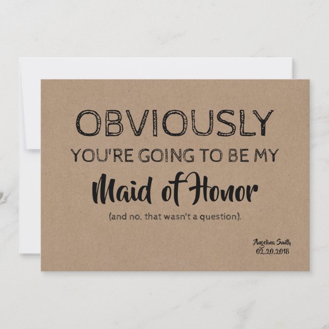 Bridesmaid/Maid of honor Funny Cute Inbjudningar (Framsida)