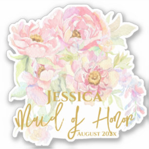Bridesmaid Maid of honor Rosa Blommigt Ro Klistermärken