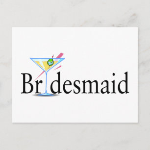 Bridesmaid Martini Black Vykort