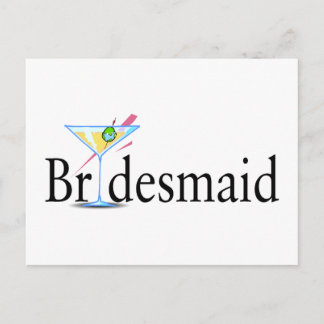 Bridesmaid Martini Black Vykort