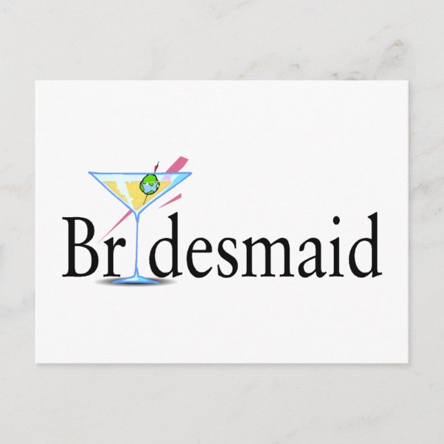 Bridesmaid Martini Black Vykort (Framsida)