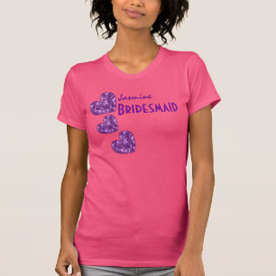 BRIDESMAID med LILA CAMO Patterned Hearts V20 T Shirt