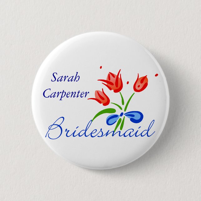 Bridesmaid med röda tulpaner knapp (Framsida)