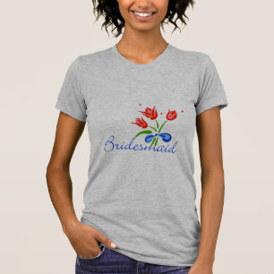 Bridesmaid med röda tulpaner t-shirt