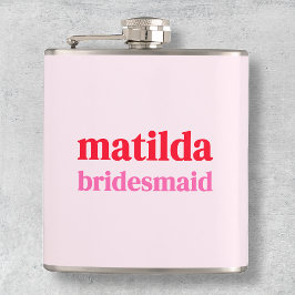 Bridesmaid Minimal Red och Rosa Bachelorette Fickplunta