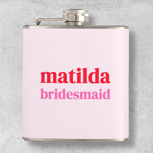 Bridesmaid Minimal Red och Rosa Bachelorette Fickplunta