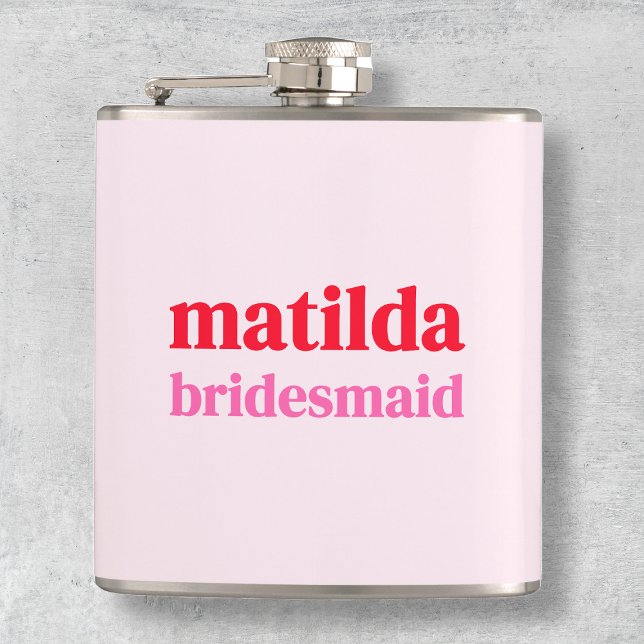 Bridesmaid Minimal Red och Rosa Bachelorette Fickplunta (Skapare uppladdad)