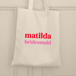 Bridesmaid Minimal Red och Rosa Bachelorette Tygkasse