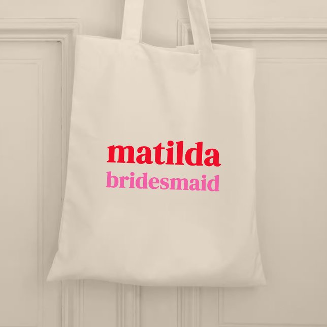 Bridesmaid Minimal Red och Rosa Bachelorette Tygkasse (Skapare uppladdad)