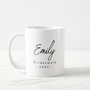 Bridesmaid Modern Elegant Mugg Gift Svartvit
