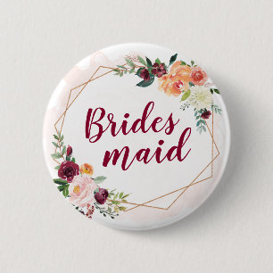 Bridesmaid - Modern Geometric Guld Ram Blommigt Knapp
