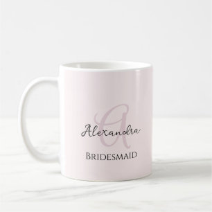 Bridesmaid Modern Minimalist Monogram Rosa Kaffemugg