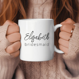 Bridesmaid Modern Minimalist Script Bachelorette Kaffemugg