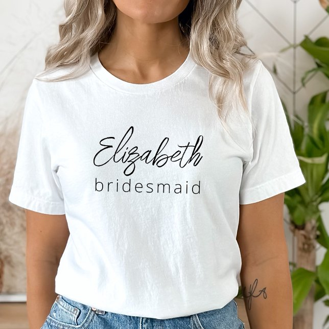 Bridesmaid Modern Minimalist Script Bachelorette T Shirt (Skapare uppladdad)