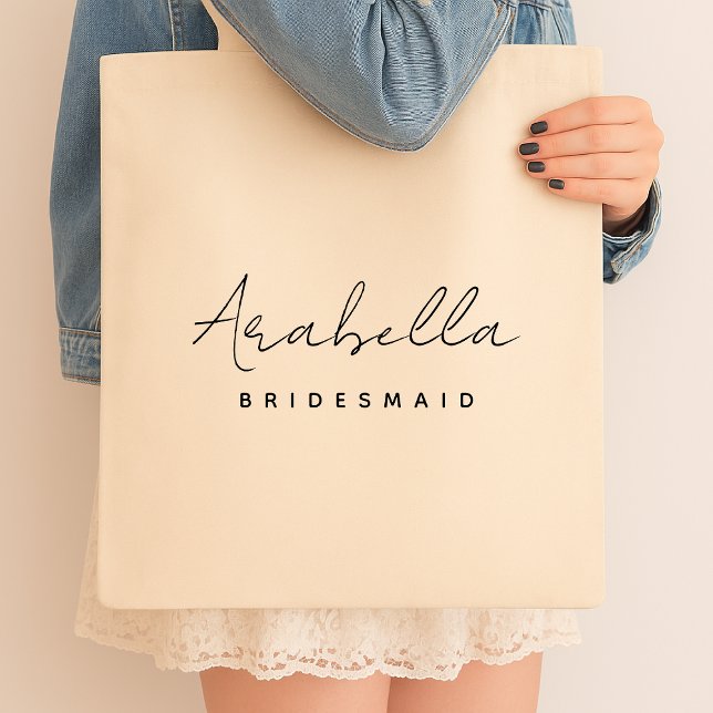 Bridesmaid | Modern Minimalistisk skrift Bachelore Tygkasse (Skapare uppladdad)