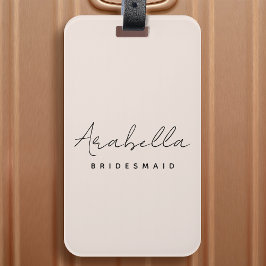 Bridesmaid | Modern Rosa med minimala skript Bagagebricka