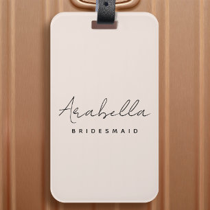 Bridesmaid Modern Rosa med minimala skript Bagagebricka