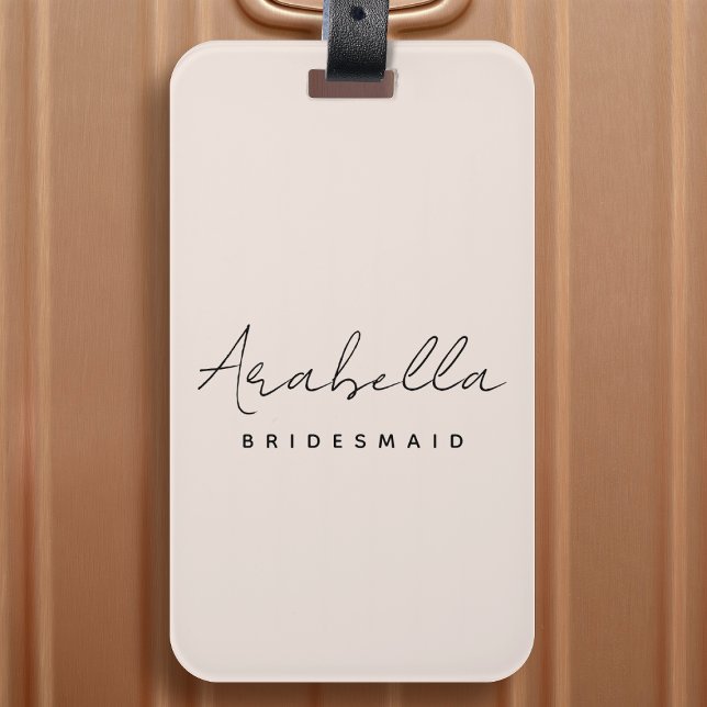 Bridesmaid | Modern  Rosa med minimala skript Bagagebricka (Skapare uppladdad)