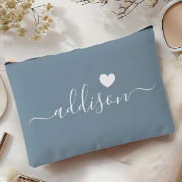 Bridesmaid Modern Script Dusty Blue Heart