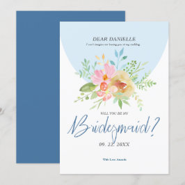 Bridesmaid Modern typografi Fintvätt av blommor Inbjudningar