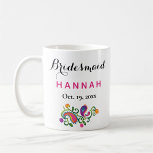 Bridesmaid Modern Typography Script Bröllop Kaffemugg