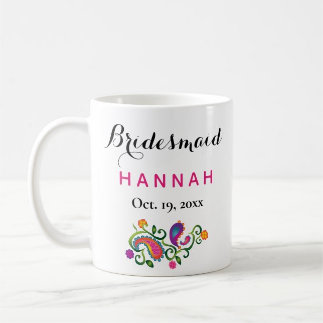 Bridesmaid Modern Typography Script Bröllop Kaffemugg (Vänster)