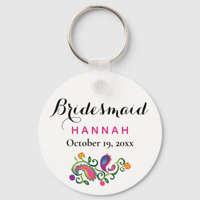 Bridesmaid Modern Typography Script Bröllop Nyckelring (Framsida)