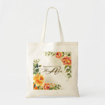 Bridesmaid Monogram Bröllopsfest Orange Blommigt
