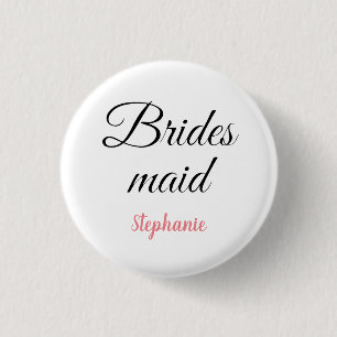 Bridesmaid Monogram Namn Rosa Personligt bröllp Knapp