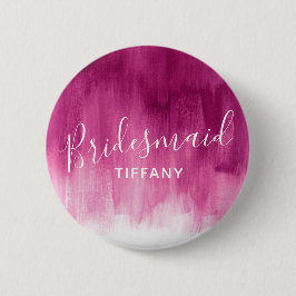 Bridesmaid mörk rosa abstrakt art bröllop pin knapp