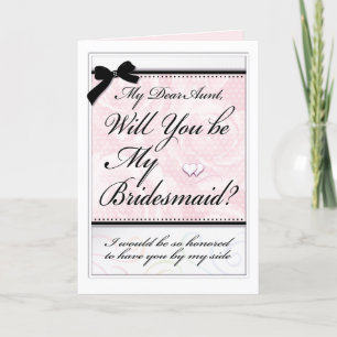 Bridesmaid Moster Bevackra Ro Rosa Hearts Swirls Kort