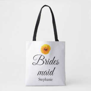 Bridesmaid Namn Poppy Blommigt Abstrakt Bröllop Co Tygkasse