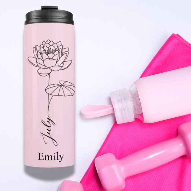 Bridesmaid Namn Vatten Lily juli Birkelapper (Bridesmaid Name Water Lily July Birth Flower Thermal Tumbler)