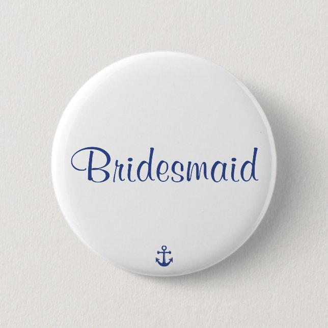 Bridesmaid Nautical WedButtons Knapp (Framsida)