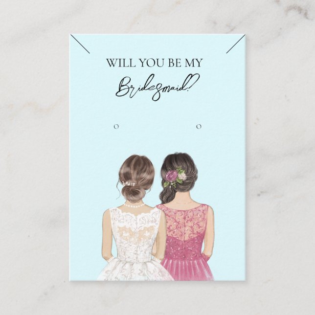 Bridesmaid Necklace & Earring Jewelry Visning Card Visitkort (Framsida)