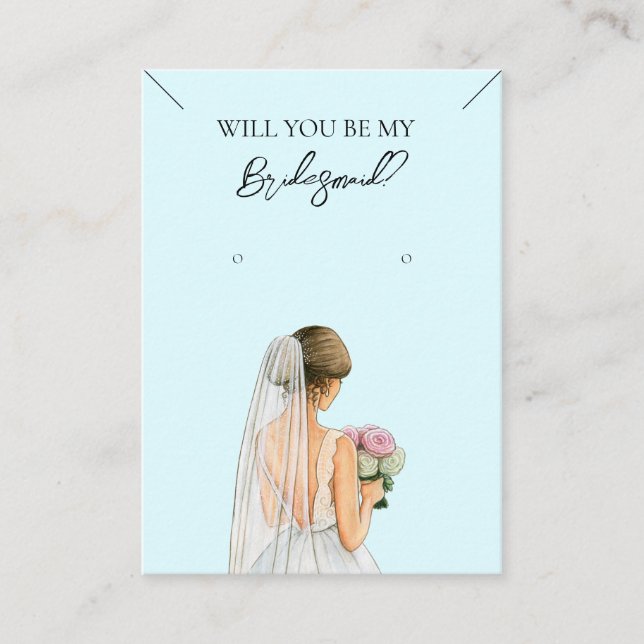 Bridesmaid Necklace & Earring Jewelry Visning Card Visitkort (Framsida)