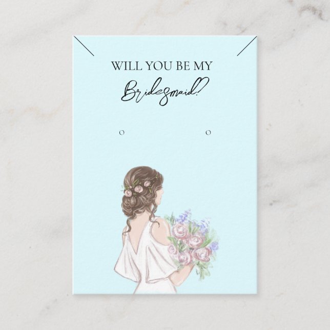 Bridesmaid Necklace & Earring Jewelry Visning Card Visitkort (Framsida)