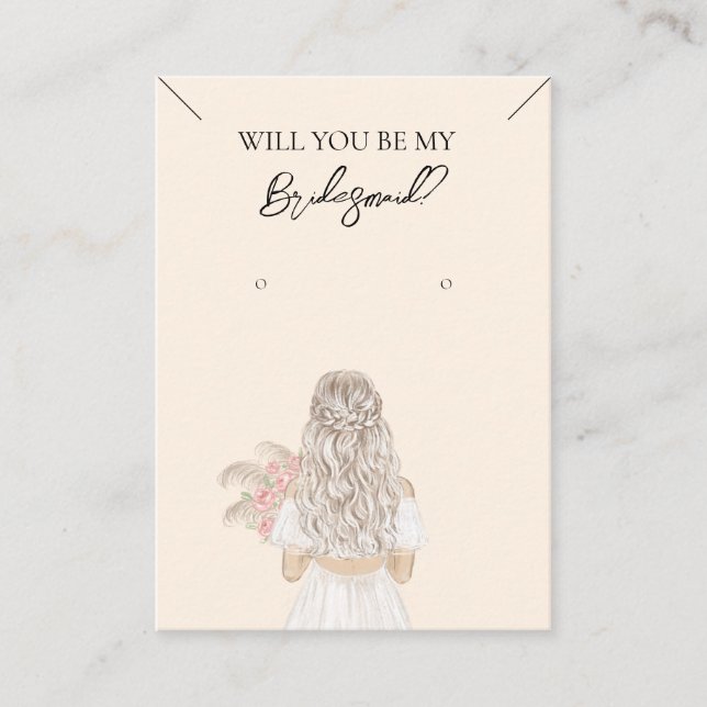 Bridesmaid Necklace & Earring Jewelry Visning Card Visitkort (Framsida)