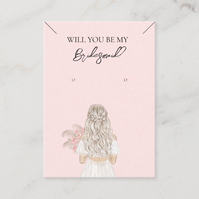 Bridesmaid Necklace & Earring Jewelry Visning Card Visitkort (Framsida)