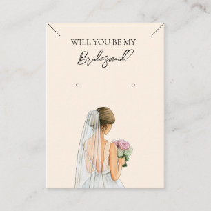 Bridesmaid Necklace & Earring Jewelry Visning Card Visitkort